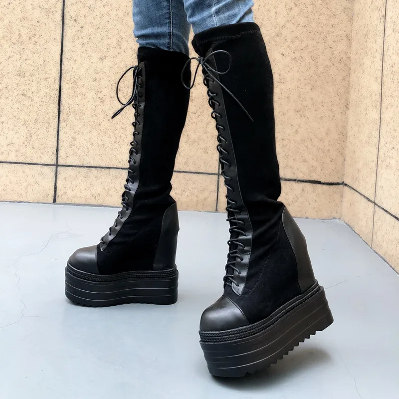 

Boots women's thick bottom new Autumn and Winter tall tall thin inner increase Cavalier Martin boots
