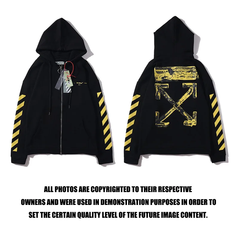 Off-White картина маслом желтый полосатый стрелы мужской кардиган толстовка