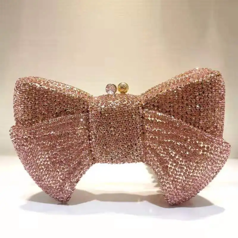 Luxury Bow-Shaped Gold Diamond Women Clutch Bags Evening Wedding Purses And Handbags High Quality Lady Party Phone Clutches