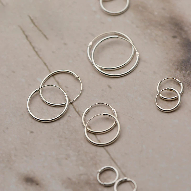 Маленькие серьги-кольца, 925 пробы серебряные серьги для женщин, круглые серьги с пряжкой, бижутерия, модное ювелирное изделие