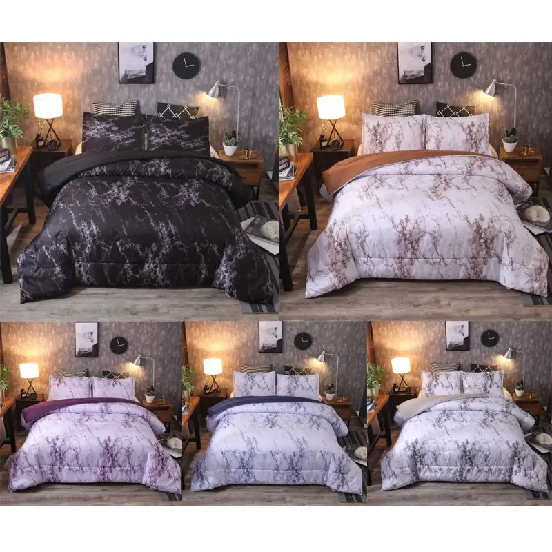 

3Pcs/Set 228*228cm Marble quilt and pillowcase In Soft Fashion Home Bedding Flat Sheet Pillowcases Gift