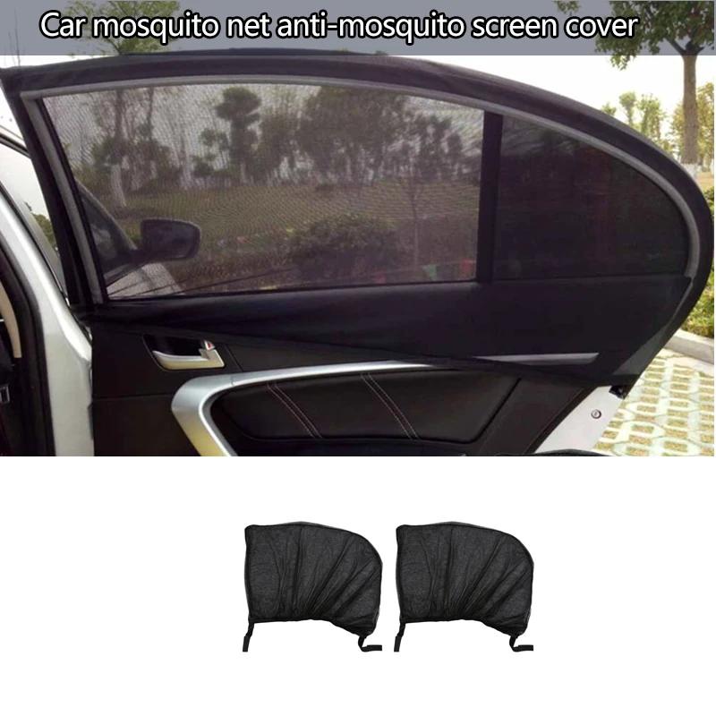 

2Pcs Flexible Auto Side Rear Window Sun Shade Mesh Curtain Car UV Protection Mesh Cover Mosquito Dust Protective Sleeve