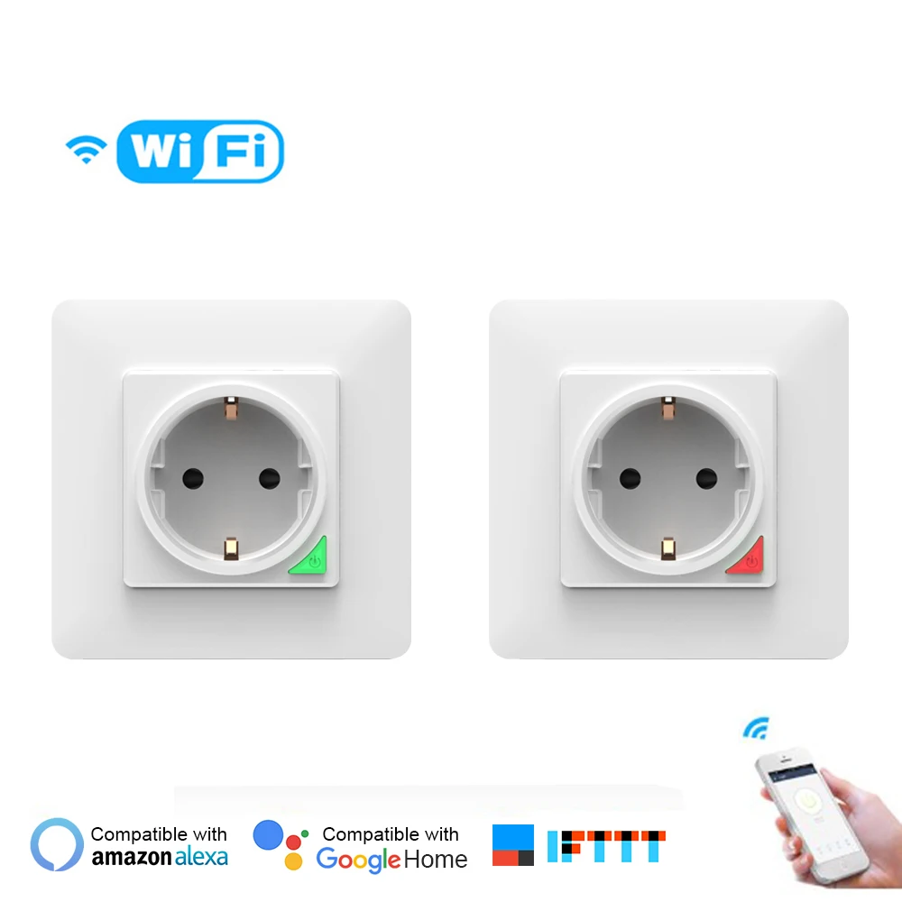 Настенная розетка Smart EU Wi-Fi настенная панель питания Функция обмена кнопками работа с Amazon alexa и Google assistant