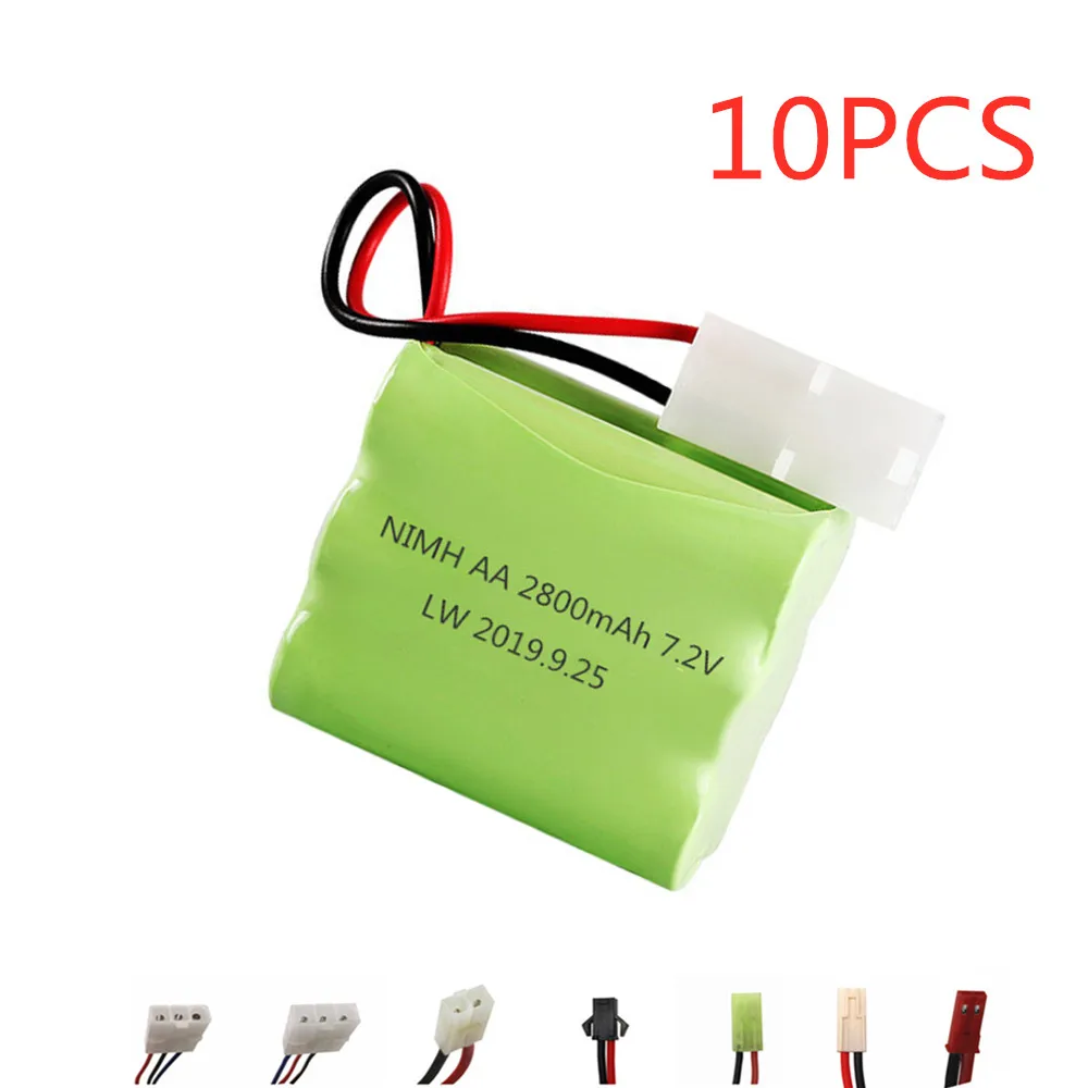 2800mah 7,2 v перезаряжаемая батарея для радиоуправляемых игрушек, лодок, автомобилей, танков, поездов, робот-пистолет NIMH AA 7,2 v, аккумулятор 10 шт