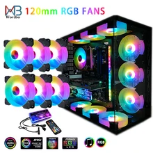 120mm caixa do computador ventilador rgb 6pin ajustável colorido lâmpada 5v para radiador mudo pc 12cm ventiladores ajustar o ventilador mais frio