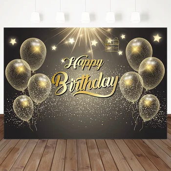 

Transparent Golden Dots Balloons Happy Birthday Photo Background Birthday Party Grey Backdrops Decorations Props