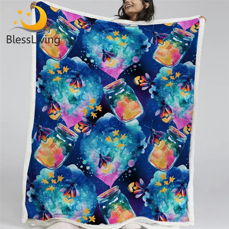 Blessliving Firefly Throw Blanket Fairy Tale Plush Bedspread Magic