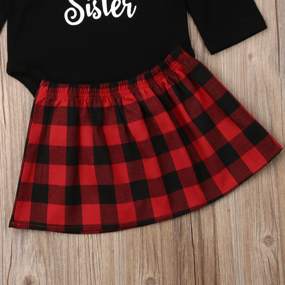 Pudcoco/Коллекция года; осенняя одежда для маленьких девочек на Рождество; одинаковые топы для сестры; комбинезон; юбка; комплект одежды из красного цвета