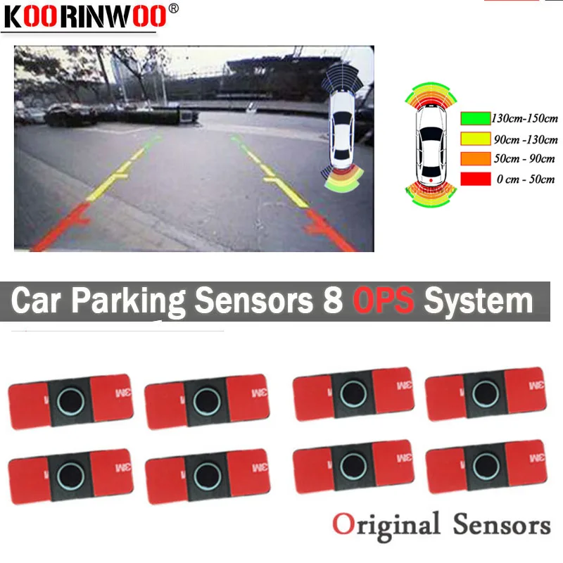 Koorinwoo оригинальные автомобильные Датчики парковки парктроник 8 OPS система RCA штекер 16,5 мм плоский сигнал Биби Звук зонд автомобильный детектор