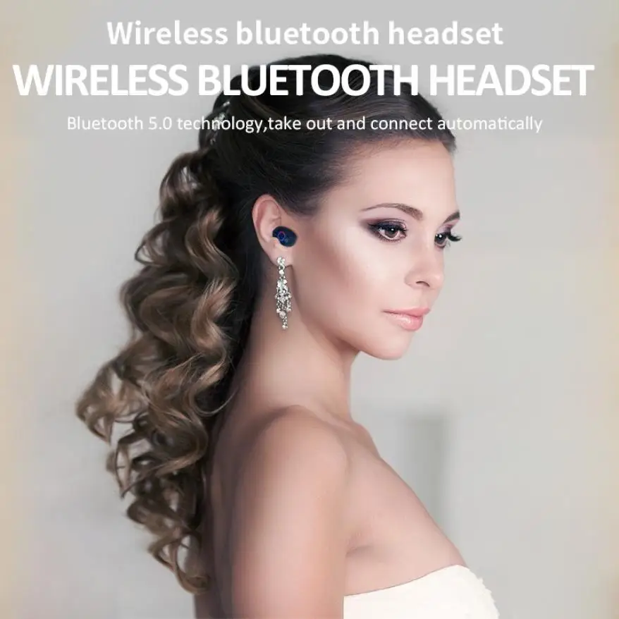 TWS Wireless Headphones Bluetooth Business Sports Earphone with Mic Mini Gaming Headset Shock Bass Earbuds for Android IOS PC