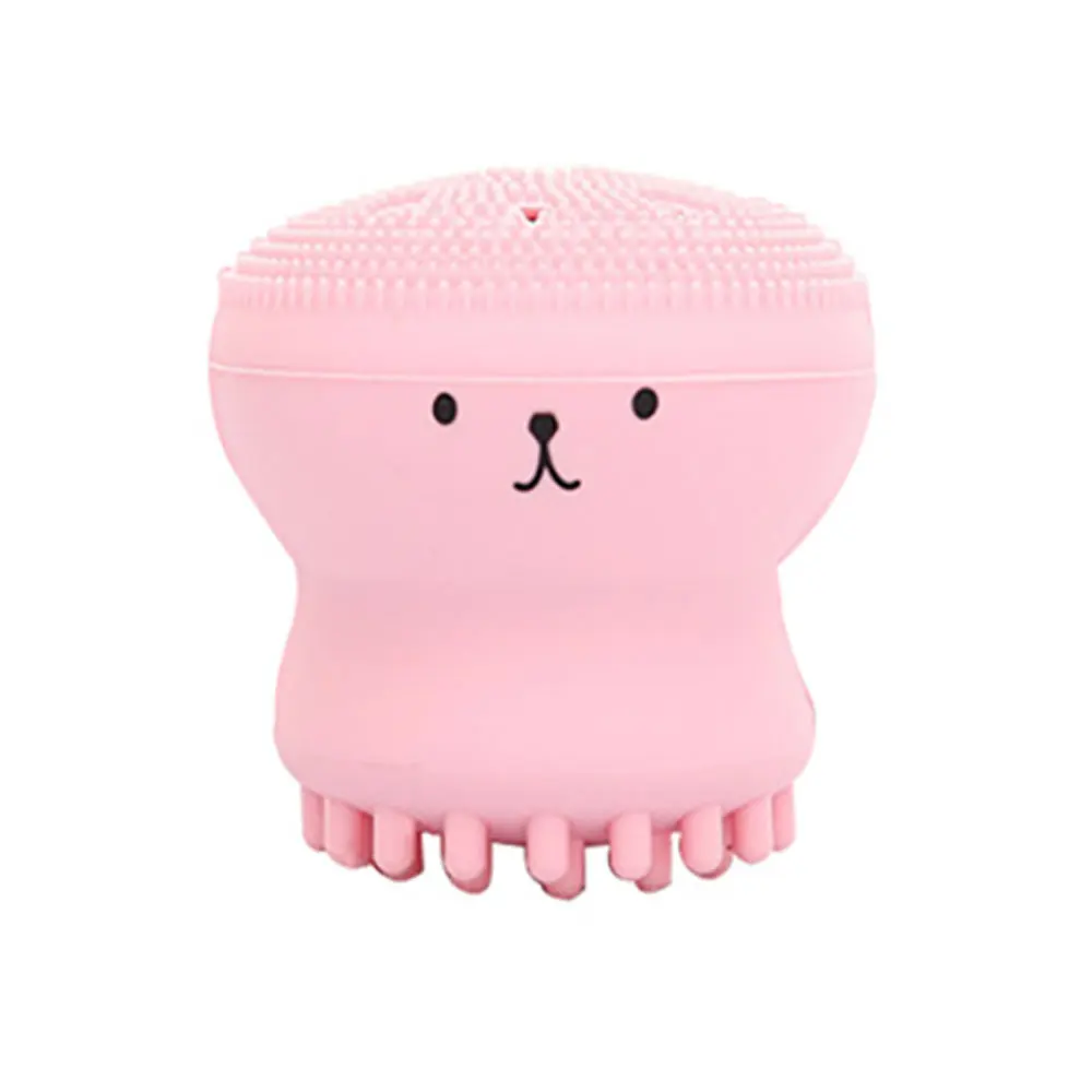 PINK Face Cleansing Brush Pore Cleaner Face Scrub Washing Brush Exfoliator Skin Care Facial Cleanser Massager Mini Octopus Shape - Цвет: PINK