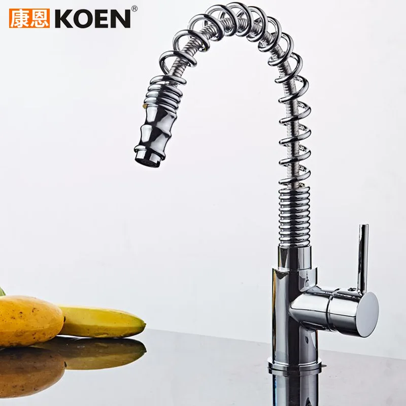 

Highly Recommended Copper Kitchen Square Tap Pulling Spring Hot And Cold Mixing Faucet