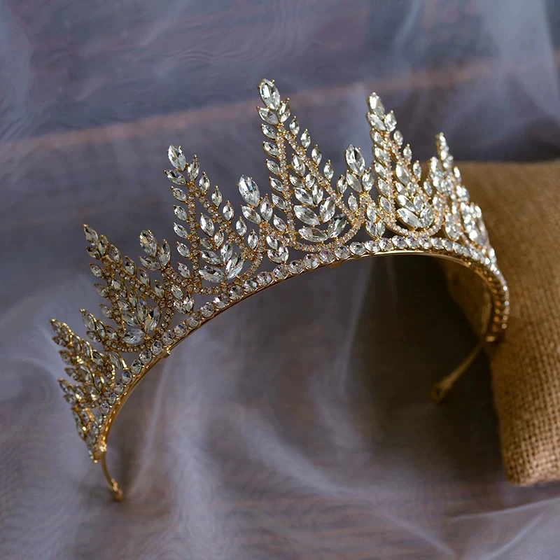 Silver\Gold European Crystal Wedding Crown Headpieces Headband Bridal Tiaras Crown Set Wedding Hair Accessory Prom Headdress