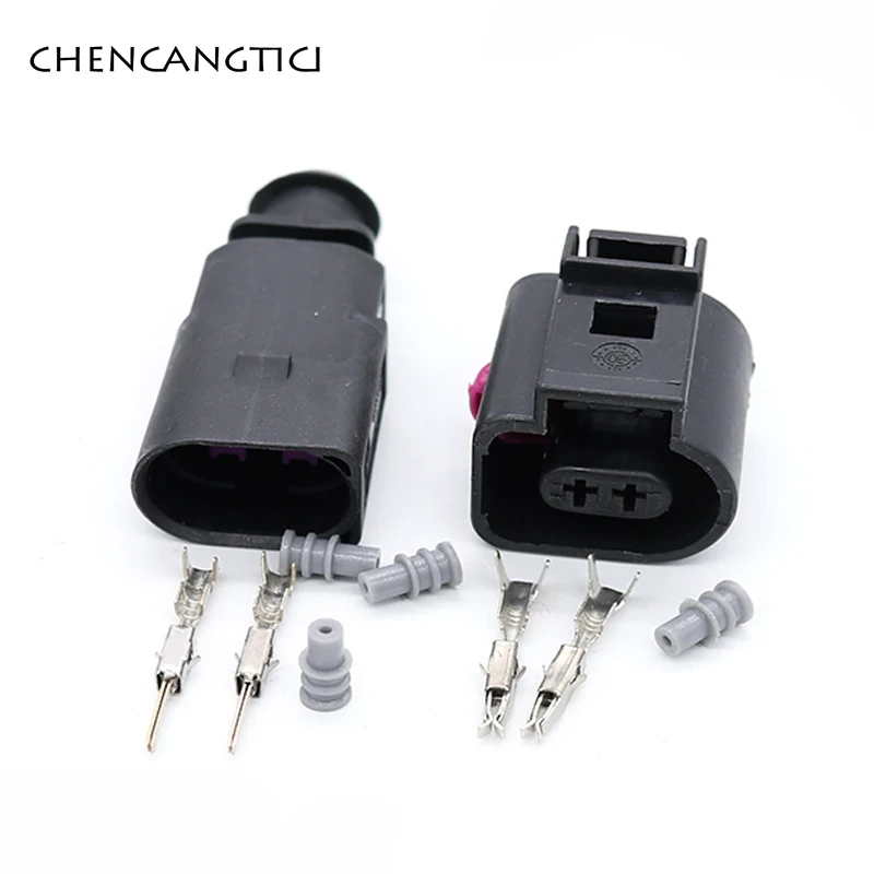 Wire Connector Terminals Wire Connector Electrical Connectors Electrical Connector Cable Connector 1 Set 2 Pin Auto Temp Sensor Plug Deflation Valve Socket Waterproof Electrical Wire 1.5mm Connector 1J0973802 1J0973702