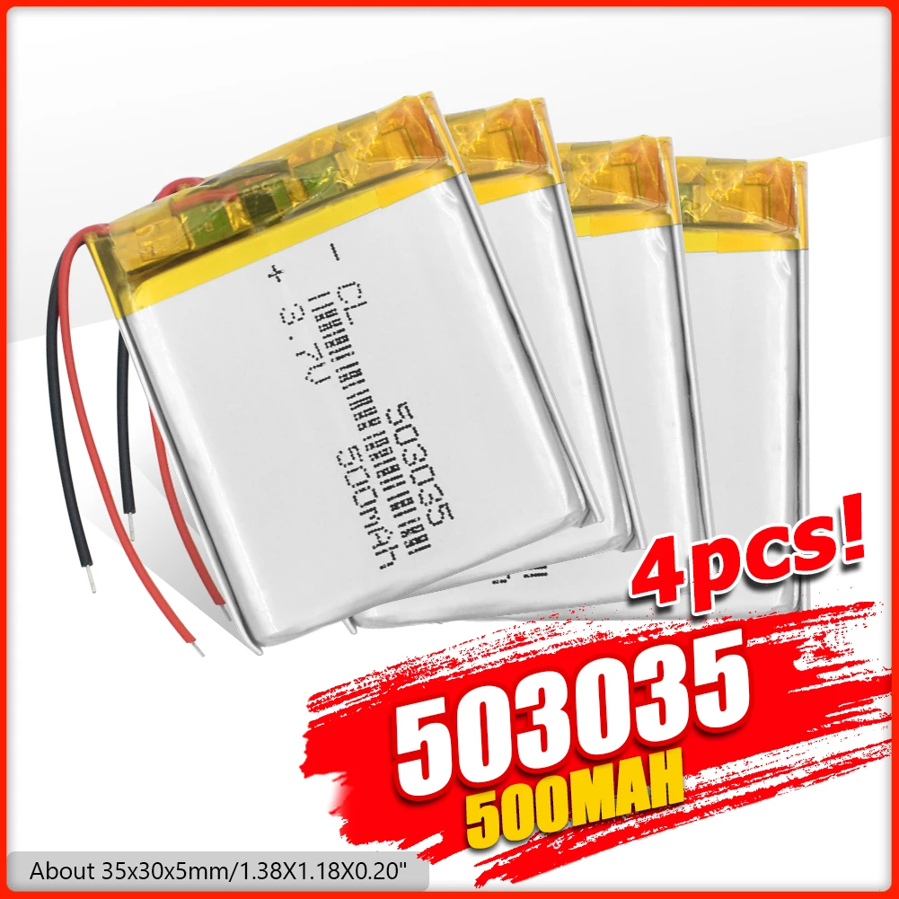 1/2/4 шт 503035 3 7 V 500mAh литий-полимерный аккумулятор Батарея литиевая батарея