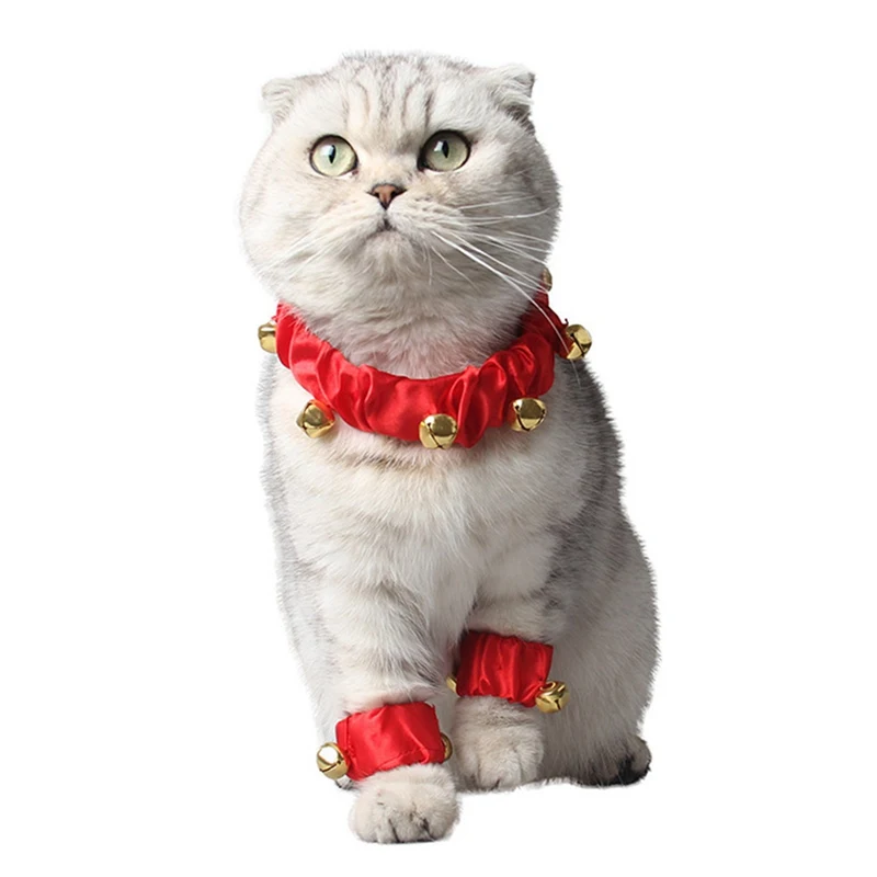 3 шт./компл. Pet кошек красный Lucky ошейник с колокольчиками Детские безбортные носки для год эластичный вечерние Декор воротник с орнаментом легко носить