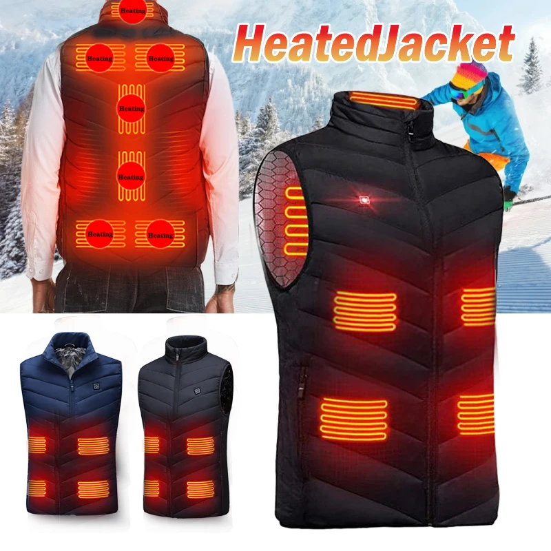 

11 Places Heated Vest Men Women Usb Heated Jacket Heating Vest Thermal Clothing Hunting Vest Winter Heating Jacket BlackM-4XL
