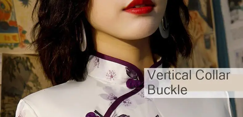 Шэн Коко фиолетовые цветы Qipao печать банкетное платье шелк cheongsam платье Восточный стиль платья леди до колен Qipao