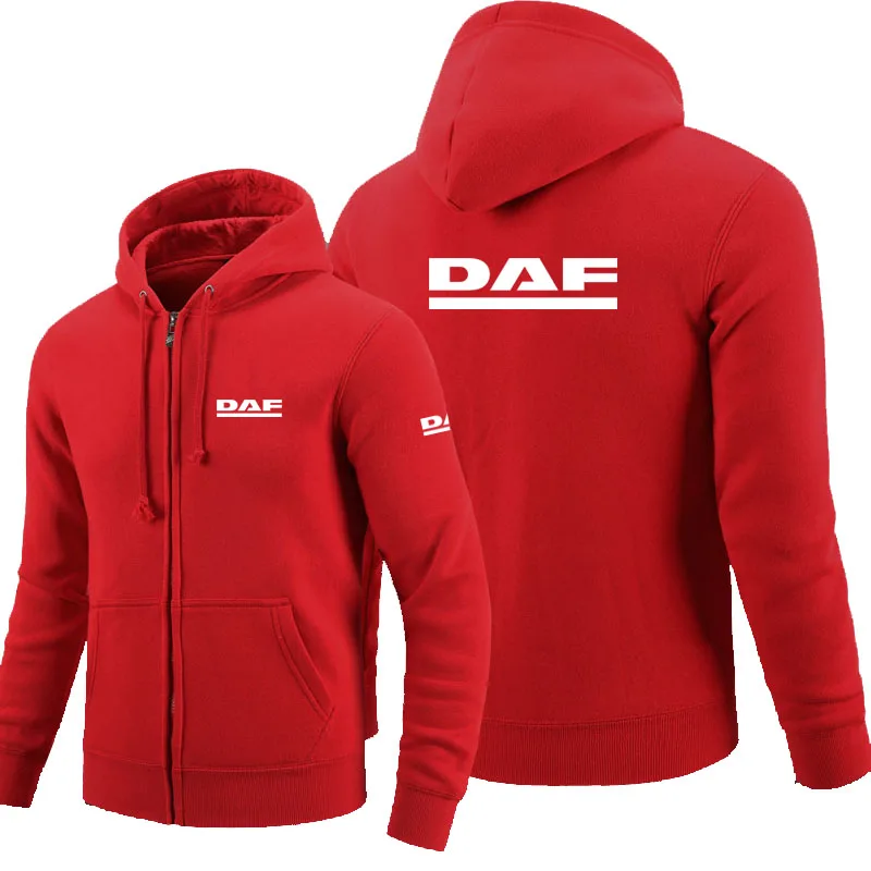 Осенне-зимняя мужская толстовка с капюшоном DAF на молнии куртки пальто флисовая