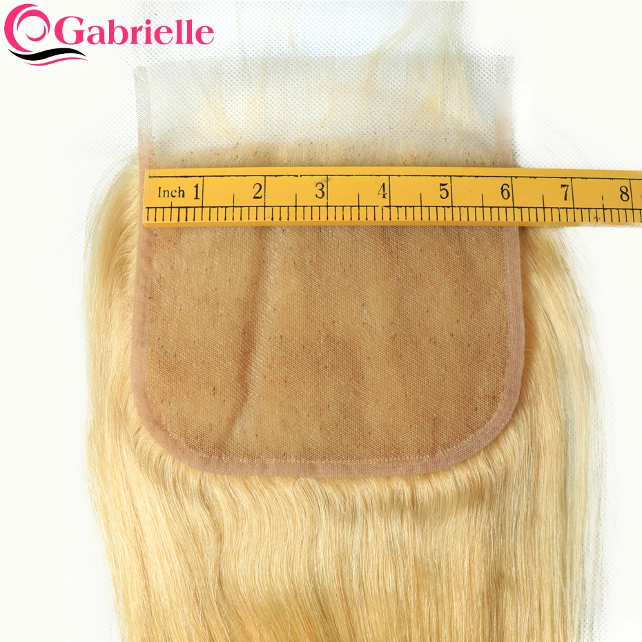 

Gabrielle Blonde Closure Brazilian Straight 6x6 Lace Closure 613 Human Hair Closure Light Medium Lace Remy Hair Extension