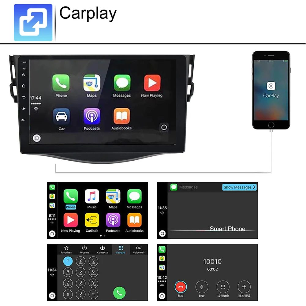9 дюймов Автомобильная Мультимедийная система с carplay android автопроигрыватель для Toyota RAV4 2007-2010 RDS 1080P gps навигация головное устройство радио