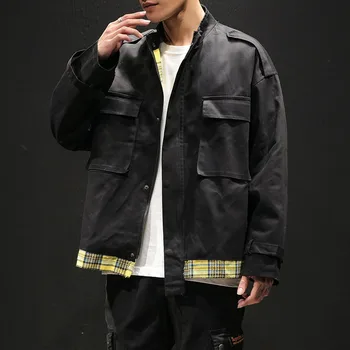 

Plaid Zipper Baseball Jacket Oversize M-5XL2019 New Brand Men Fashion Casual Streetwear Men Clothing Harajuku Soft Men's Jacket