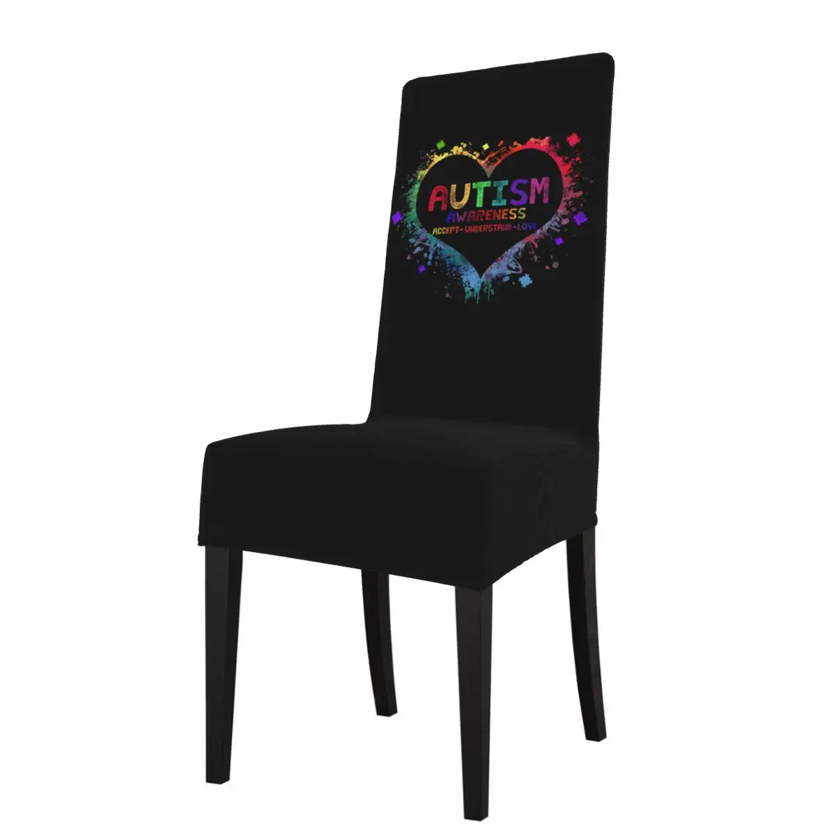

World Autism Awareness Day Chair Cover Stretch Home Dining Elastic Chair Covers Multifunctional Spandex Elastic Universal Size