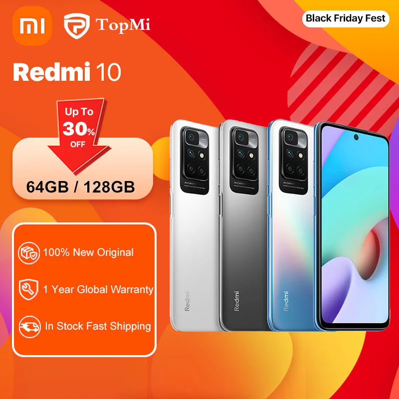 Versión Global Xiaomi Redmi note 10 64GB / 128GB NFC Smartphone MediaTek Helio G88 Octa Core 50MP AI Quad Cámara 90Hz FHD Display