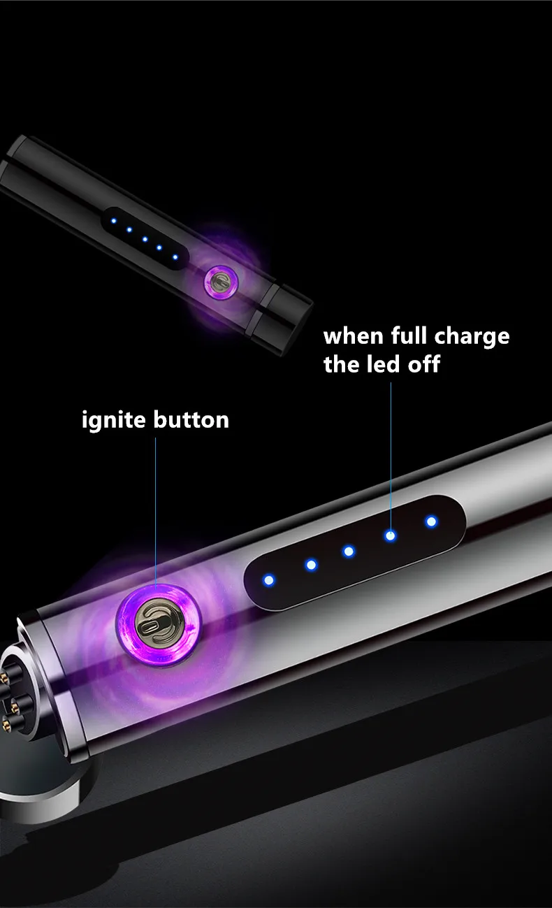 Зажигалки с двойным дуговым экраном, ветрозащитные зажигалки с usb-зарядкой, маленькие металлические электрические Плазменные зажигалки, мужские подарочные металлические зажигалки