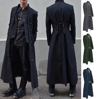 

Cosplay Costumes Medieval Halloween Clothing For Men Tuxedo Long Uniform Renaissance Cos Noble Punk Man's Coat M-XXXL