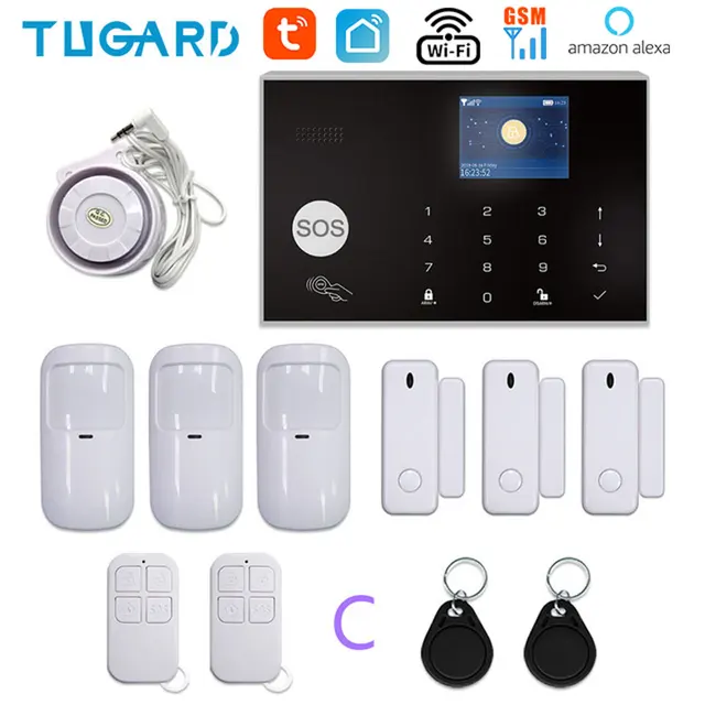 TUGARD G30 Tuya WiFi GSM Home Security Alarm System 433MHz Wireless Burglar Alarm Kit Works With Alexa Google APP Remote Control YK-002-GSM-G30-C