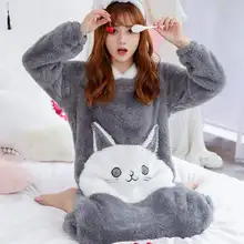 Женская зимняя теплая ночная рубашка с героями мультфильмов, длинная ночная рубашка, милая одежда для сна с капюшоном, утолщенная Домашняя одежда, одежда для сна