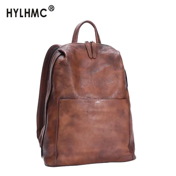 

2020 New Vintage Leather Women's Backpack Wild Large Capacity Laptop School Backpack Female Cowhide Casual Travel Backpacks Bags