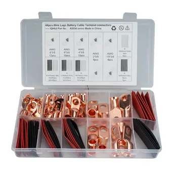 

44 Pieces of 5 Specifications T2 Copper Heavy-duty US Standard Terminal Block with Heat Shrink Tube #18 Grid detachable
