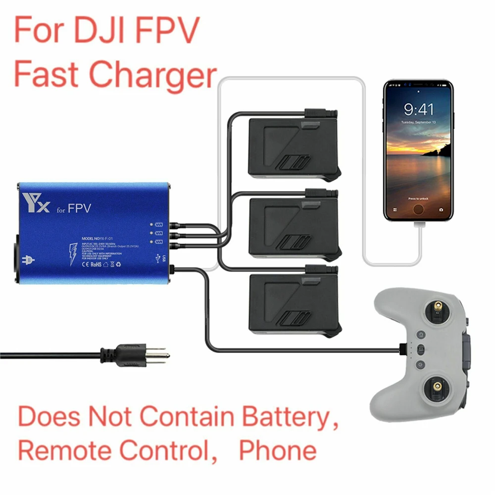 For DJI FPV Aluminum Alloy Fast Battery Charger With Switch For DJI FPV Drone Accessories