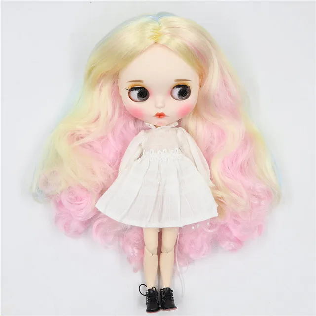 Ледяная фабрика blyth кукла 1/6 bjd белая кожа сустава тела красочные волосы новое матовое лицо, резные губы с бровью индивидуальные лица - Цвет: doll dress shoes