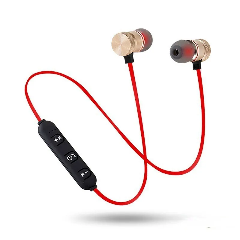 XT6 Bluetooth Earphone Sports Neckband Magnetic Wireless Headset Stereo Earbuds Music Metal Headphones With Mic For smart phones - Color: red