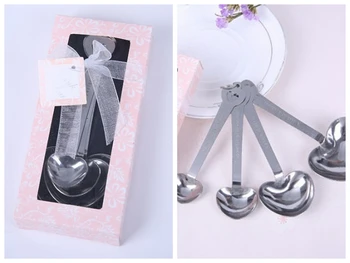 

(40Pcs/lot=10Sets=10Boxes) Pink Wedding souvenirs of Love Beyond Measure Spoons favors for Bridal shower Party Favors