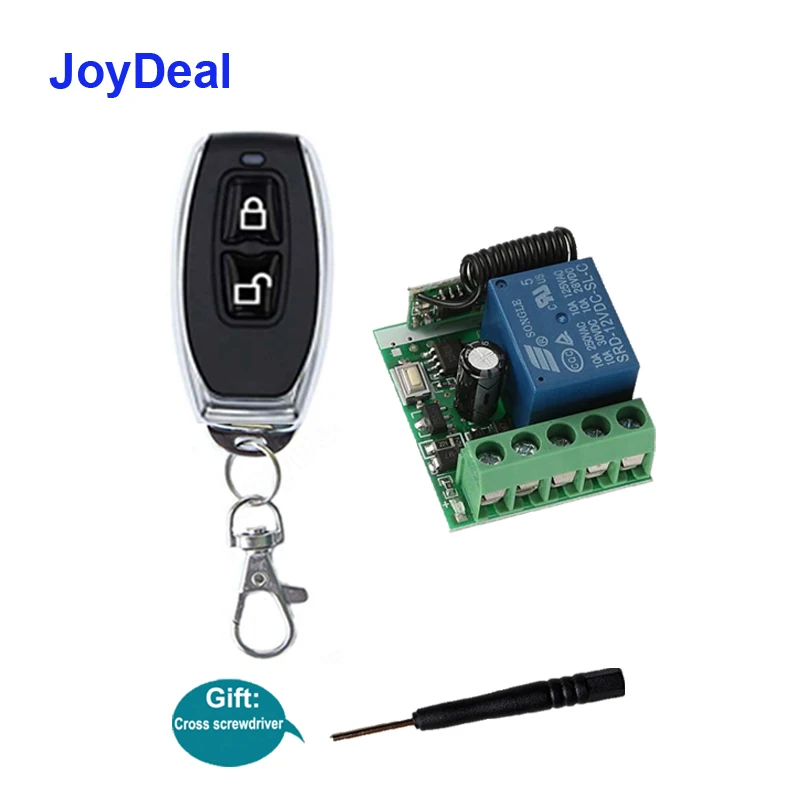 

JoyDeal 433Mhz Universal Wireless Remote Control Switch DC 12V 1 Channel Receiver Module Electronic Garage Lock Door Controller