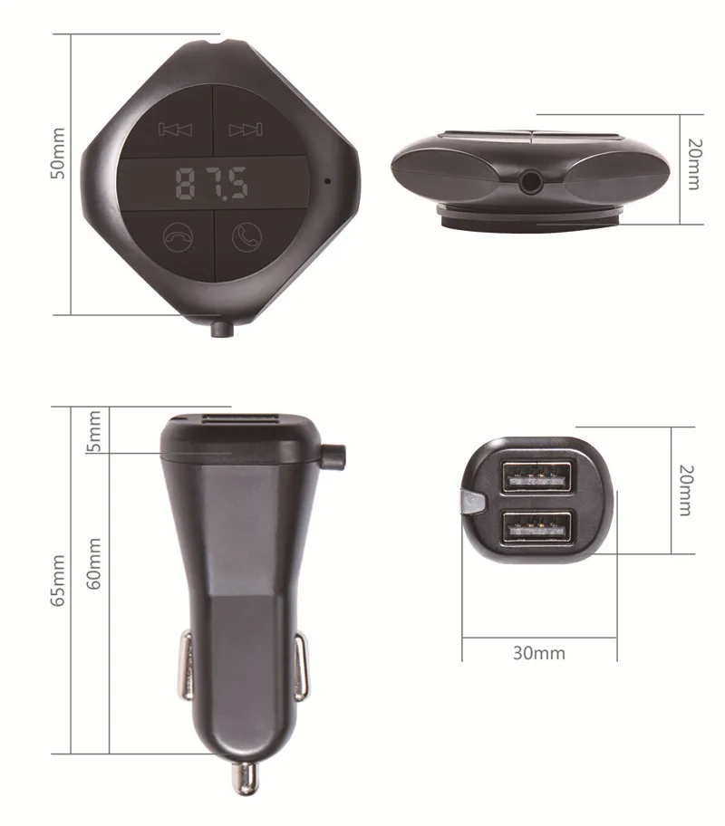 6-в-1 хэндс-фри Беспроводной Bluetooth FM передатчик модулятор Автомобильный MP3-плеер TF/SD слот для карт памяти USB ЖК-дисплей автомобильные аксессуары