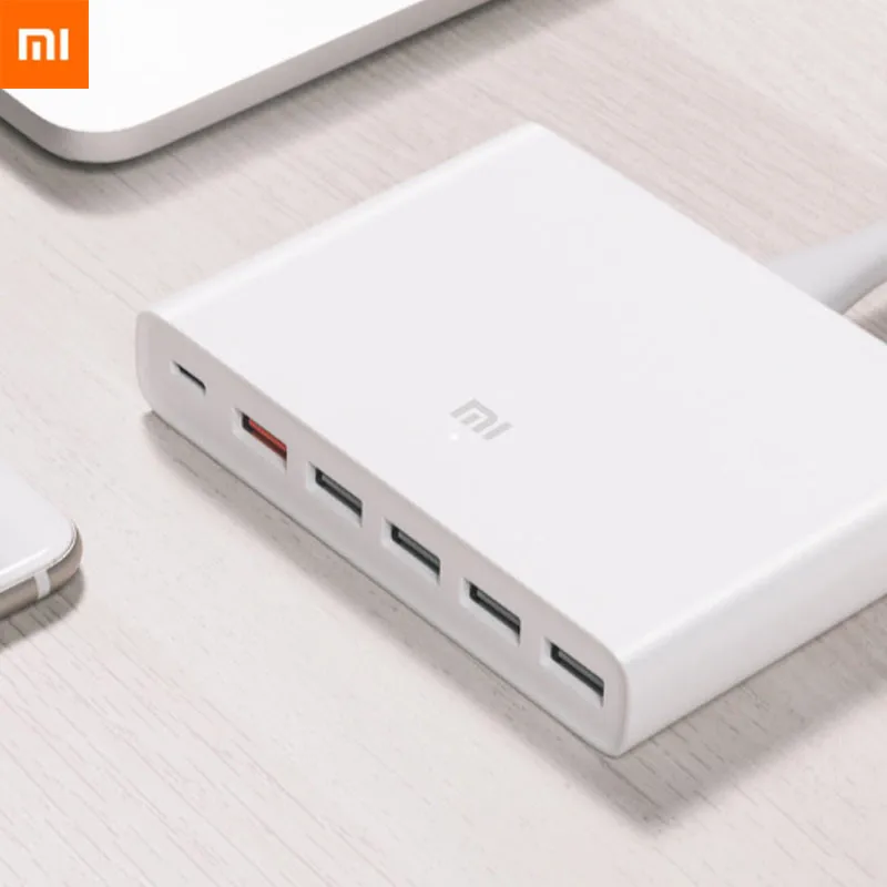 Xiaomi USB-C 60 Вт Быстрое зарядное устройство выход type-C 6 usb портов QC 3,0 зарядное устройство 18 Вт x2+ 24 Вт(5 В = 2.4A макс) для смартфона планшета