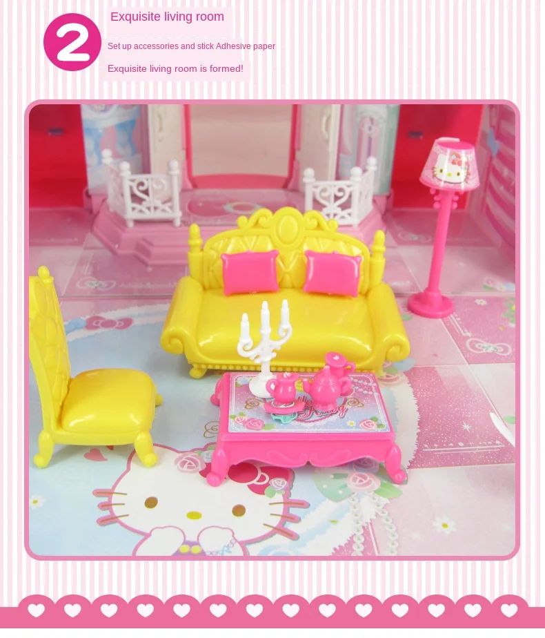 Hello kitty игрушка hello kitty Замок принцессы игровой дом для девочек комплект светильник Everbright дом замок