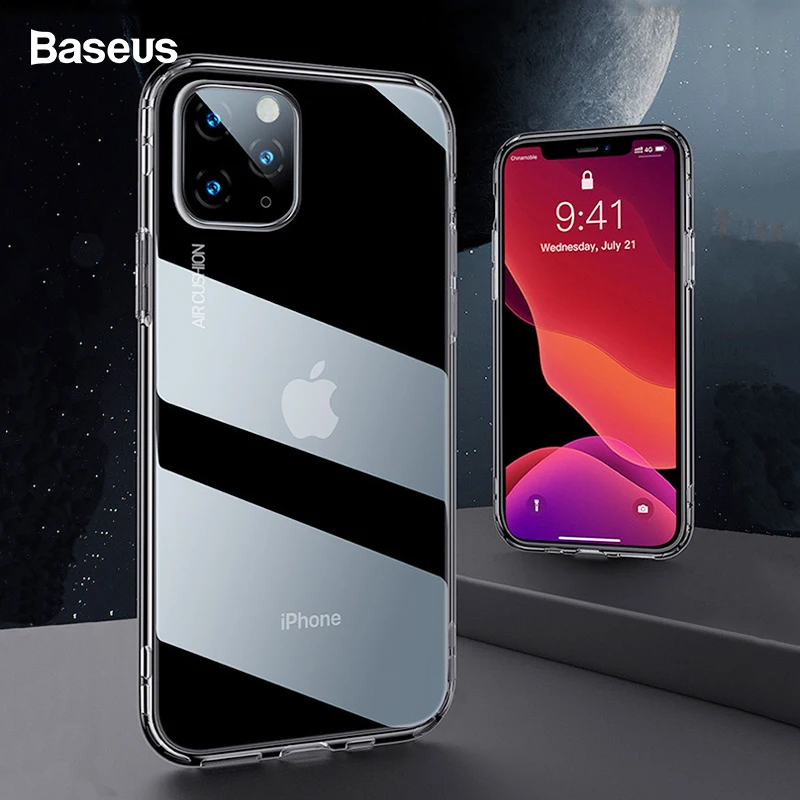 Baseus Прозрачный мягкий силиконовый чехол для телефона, для iPhone 11 Pro Max чехол противоударное покрытие для iPhone Plus роскошный Ультратонкий чехол