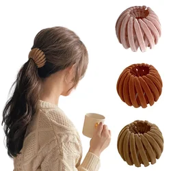 Women Bun Hair Clips Velvet Bird Nest Expanding Hair Claw Crystal Hair Accessories Ball Head Horsetail Buckle Ponytail Headwear