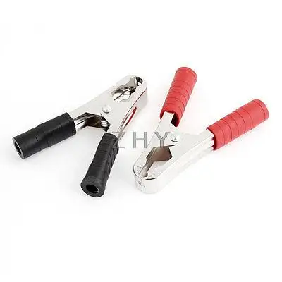 

Car Black Red Plastic Coated Battery Test Clip Alligator Clamps 2 Pcs