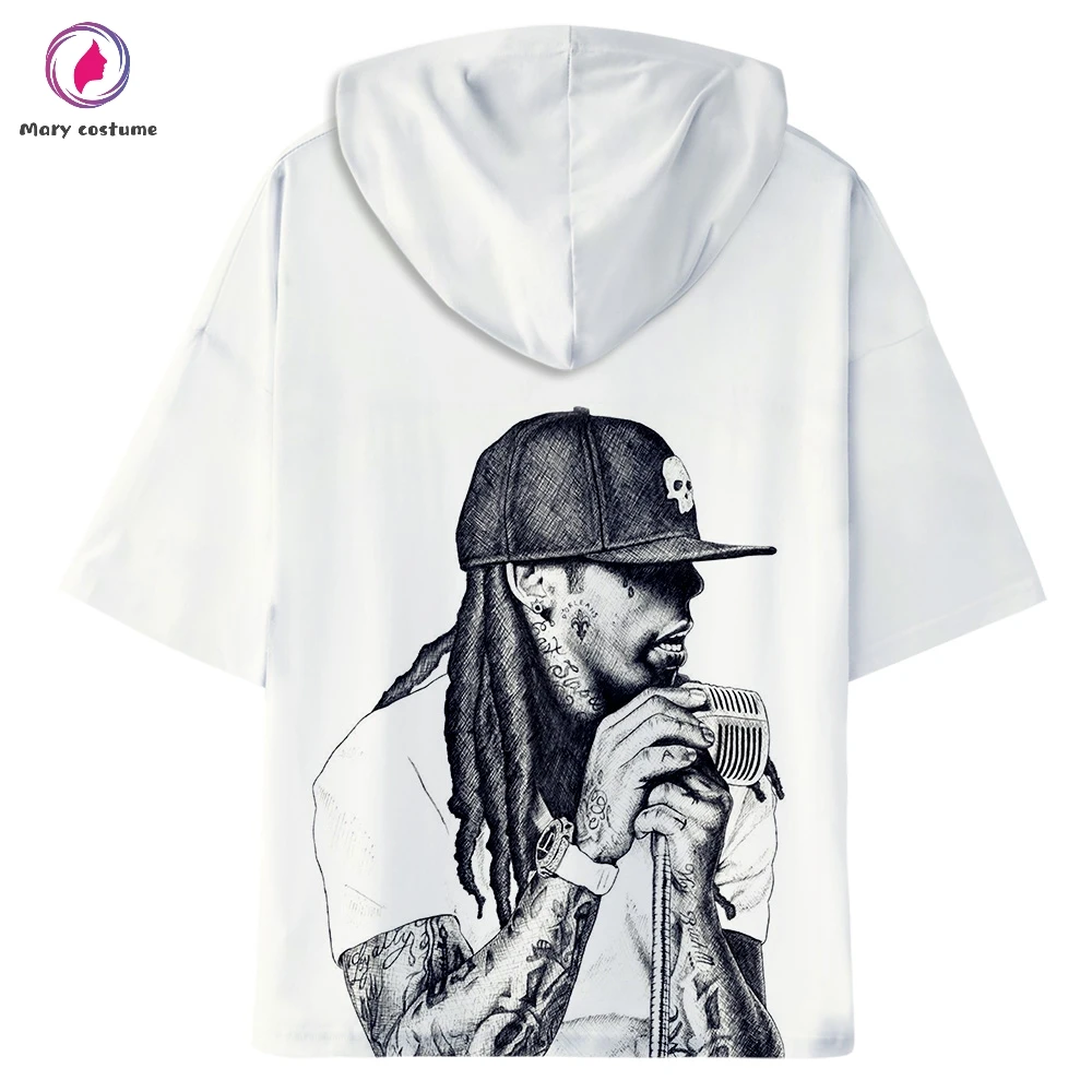 Lil Wayne толстовка для отдыха с коротким рукавом Толстовка с капюшоном для женщин Лето Горячая Мода Тренд Harajuku уличная