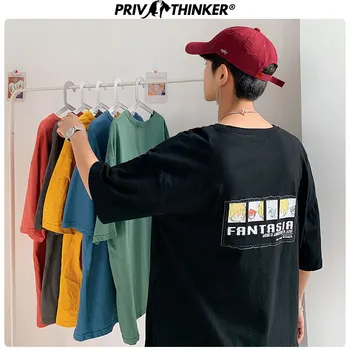 

Privathinker 2020 Men 100% Cotton Printing Tshirts For Mens Fashion Harajuku Loose T-Shirt Male 5XL Korean Tshirt Summer Tees