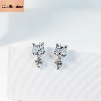 

QSJIE High quality S925 . Fox zircon lady's Earrings
