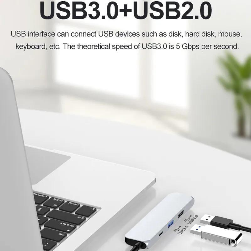 4 в 1 type C концентратор USB 3,0 5 Гбит/с 4K HD Прозрачный HDMI PD адаптер для быстрой зарядки