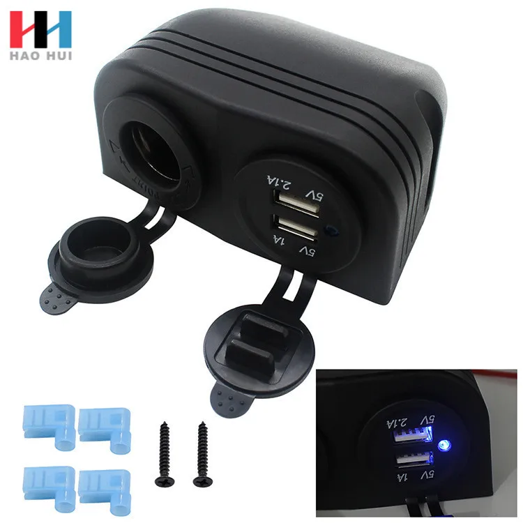 

Hao Sink Car Dashboard Cigarette Lighter Car Charger Modified Car Mounted 2.1 a Dual USB Mobile Phone Navigation GPS Charger